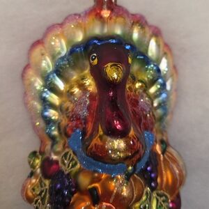 Christopher Radko NEW w/tag, Thanksgiving Spread Handblown Glass Turkey Ornament